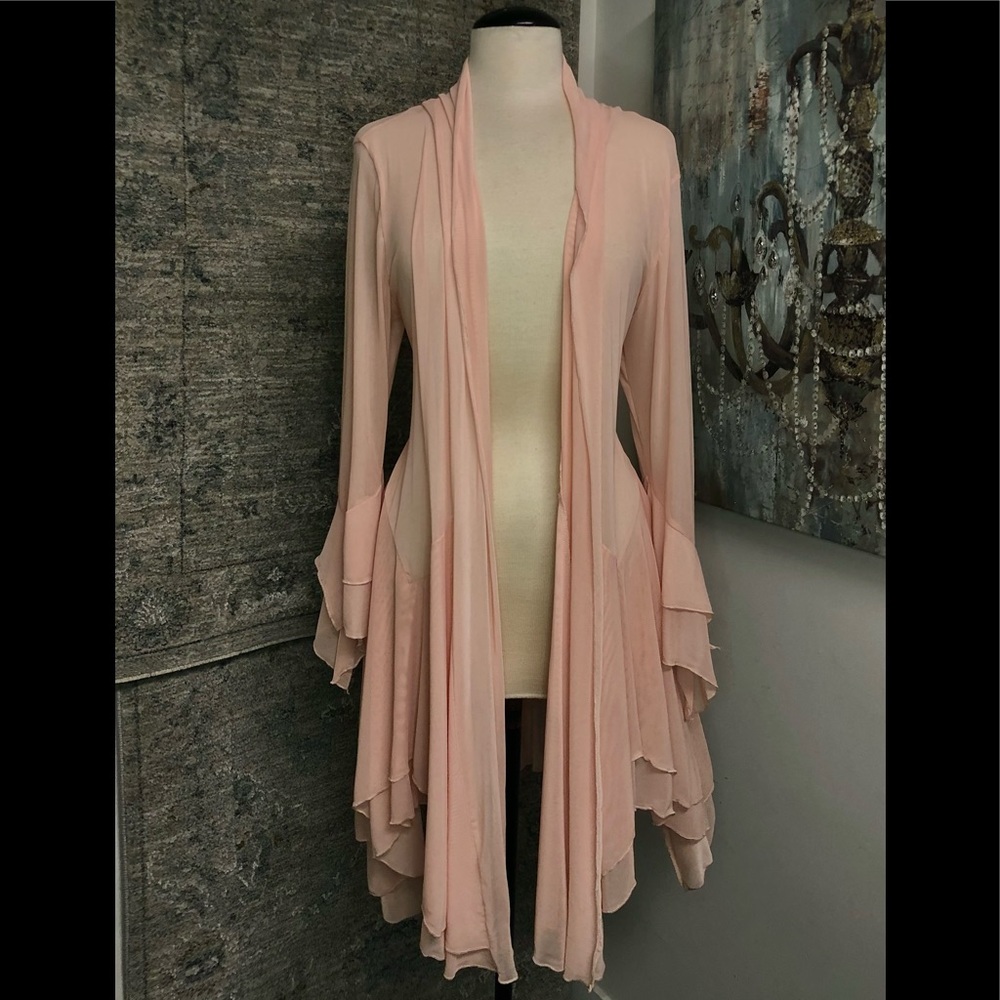 Daniali Mesh Tiered Cardigan Duster